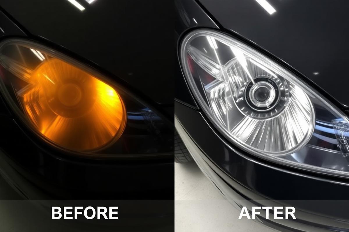 Headlight before and after